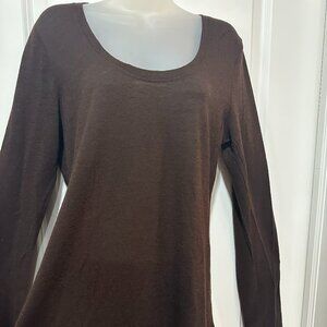 New DKNY Chocolate Brown Long Sleeve Soft Merino Wool Sweater, Size L (NWOT)